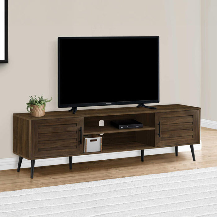 Monarch Specialties I 2717 | Meuble pour téléviseur 72'' - Simili-bois brun - Avec 2 portes-Sonxplus Sorel