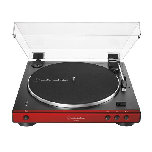 Audio-Technica AT-LP60XBT-RD | Table tournante Stéréo - Sans fil - Bluetooth - Entraînement par courroie - Entièrement automatique - Rouge-Sonxplus Sorel