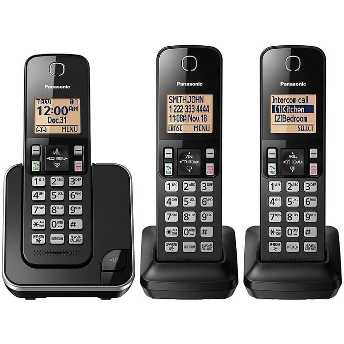 Panasonic KX-TGC383B | Téléphone sans fil - 3 combinés - Noir-Sonxplus Sorel