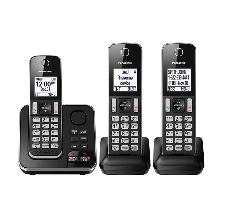 Panasonic KX-TGD393B | Téléphone sans fil - 3 combinés - Répondeur - Noir-Sonxplus Sorel