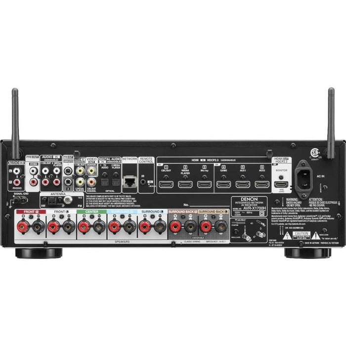 Denon AVRX1700H | Récepteur AV 7.2 canaux - Cinéma maison - Audio 3D - 8K - HEOS - 80 W / Canal - Noir-Sonxplus Sorel