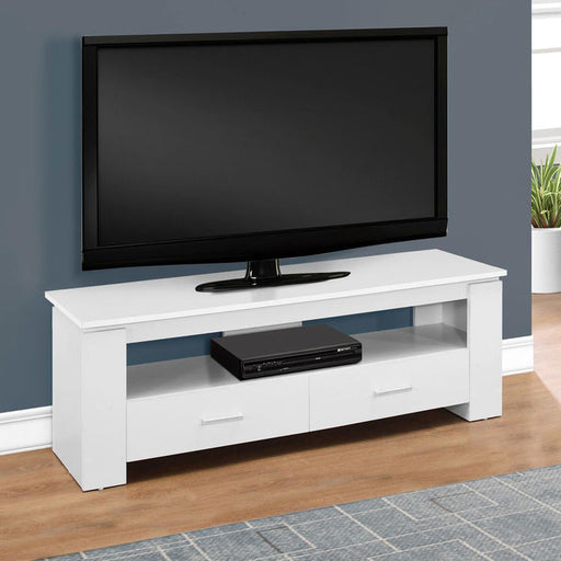 Monarch Specialties I 2601 | Meuble TV - 48" - 2 Tiroirs de rangement - Blanc-Sonxplus Sorel