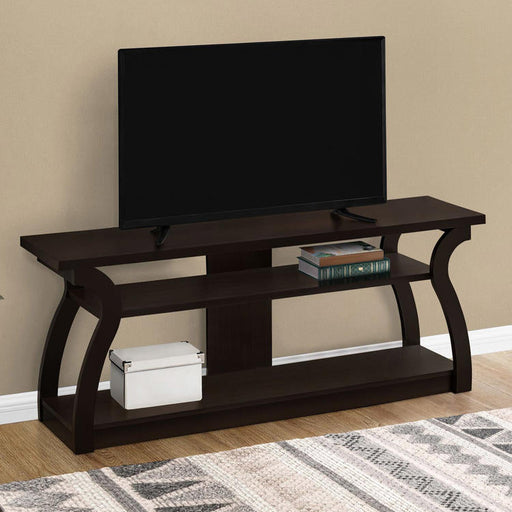 Monarch Specialties I 2667 | Meuble TV - 60" - Concept ouvert avec 3 niveaux - Espresso-Sonxplus Sorel