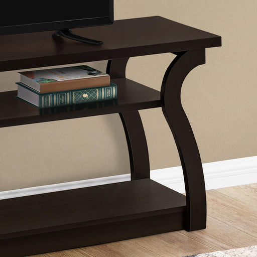 Monarch Specialties I 2667 | Meuble TV - 60" - Concept ouvert avec 3 niveaux - Espresso-Sonxplus Sorel