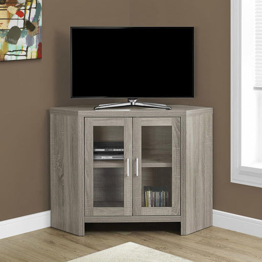 Monarch Specialties I 2701 | Meuble TV - 42" - En coin - Portes vitrés - Taupe Foncé-Sonxplus Sorel