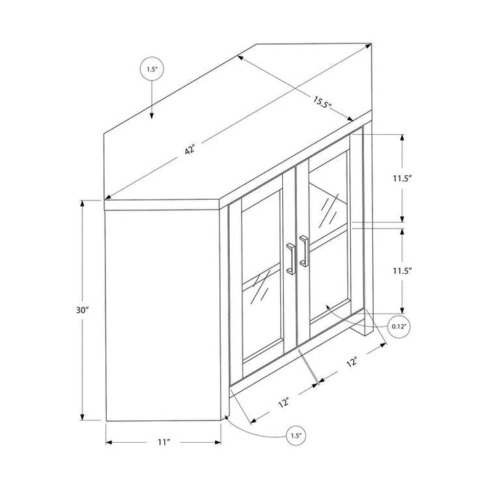 Monarch Specialties I 2701 | Meuble TV - 42" - En coin - Portes vitrés - Taupe Foncé-Sonxplus Sorel
