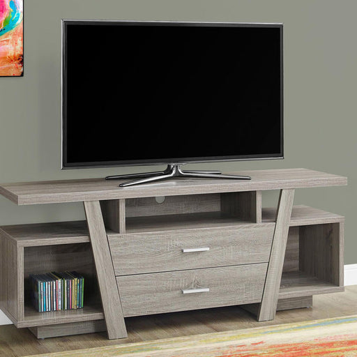 Monarch Specialties I 2721 | Meuble TV - 60" - 2 Tiroirs de rangement - Taupe foncé-Sonxplus Sorel