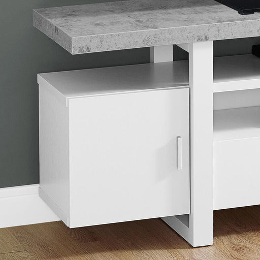 Monarch Specialties I 2725 | Meuble TV - 60" - Dessus en simili-ciment - Blanc-Sonxplus Sorel