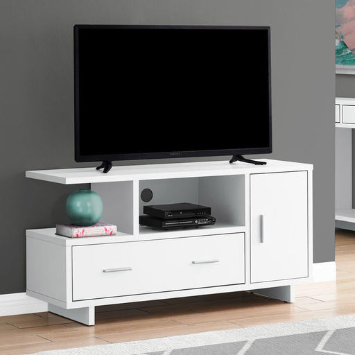 Monarch Specialties I 2800 | Meuble TV - 48" - Avec rangement - Blanc-Sonxplus Sorel