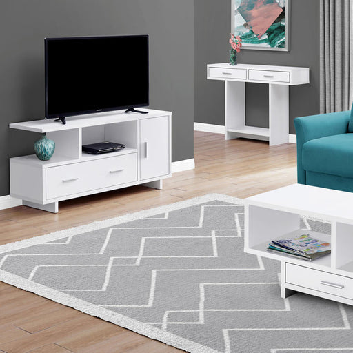 Monarch Specialties I 2800 | Meuble TV - 48" - Avec rangement - Blanc-Sonxplus Sorel