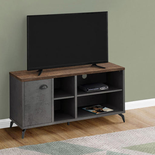 Monarch Specialties I 2830 | Meuble TV - 48" - Imitation bois - Brun moyen - Imitation de béton gris-Sonxplus Sorel