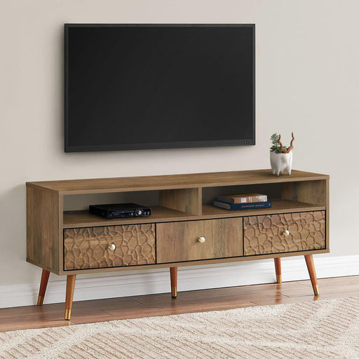 Monarch Specialties I 2835 | Meuble TV - 48" - 3 Tiroirs - Concept mi-siècle - Imitation Bois noyer-Sonxplus Sorel