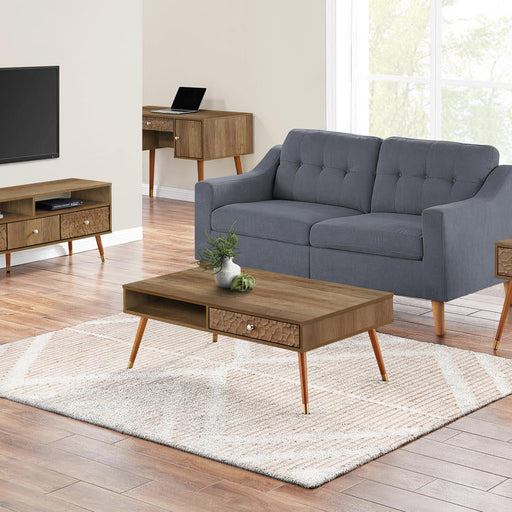 Monarch Specialties I 2835 | Meuble TV - 48" - 3 Tiroirs - Concept mi-siècle - Imitation Bois noyer-Sonxplus Sorel
