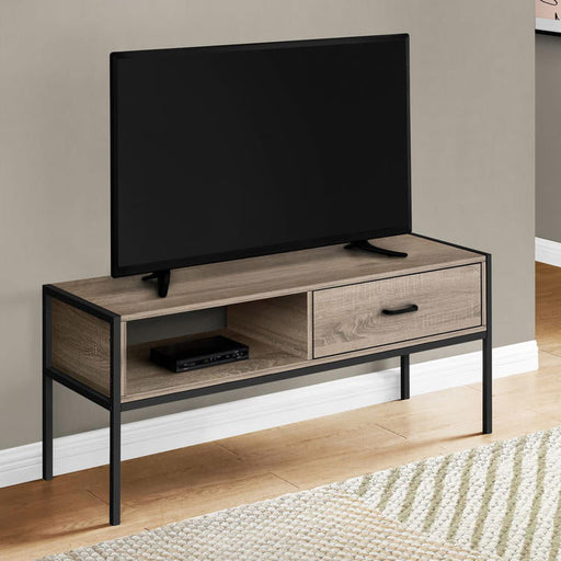 Monarch Specialties I 2876 | Meuble TV - 48" - Métal noir - Taupe foncé-Sonxplus Sorel