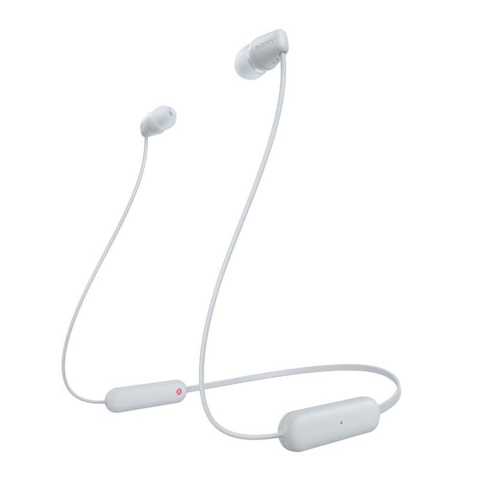 Sony WI-C100 | Écouteurs intra-auriculaires - Sans fil - Bluetooth - Autour du cou - Microphone - IPX4 - Blanc-Sonxplus Sorel