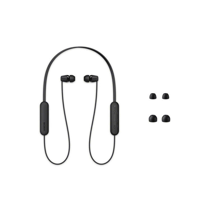 Sony WI-C100 | Écouteurs intra-auriculaires - Sans fil - Bluetooth - Autour du cou - Microphone - IPX4 - Noir-Sonxplus Sorel