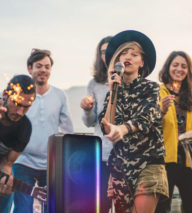 Samsung MX-ST50B | Haut-parleur portable puissant - Tour de son - Bluetooth - 240W - Fonction Karaoké - Lumières à DEL - Connexion Bluetooth multiple - Noir-Sonxplus Sorel