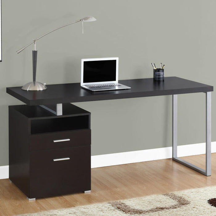 Monarch Specialties I 7143 | Meuble d'ordinateur - 60" - Métal argent - Espresso-Sonxplus Sorel