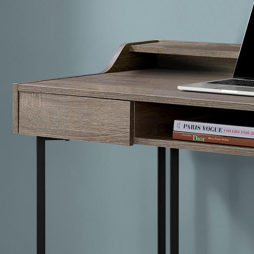 Monarch Specialties I 7360 | Meuble d'ordinateur - 48" - Avec tiroirs - Métal noir - Taupe foncé-Sonxplus Sorel