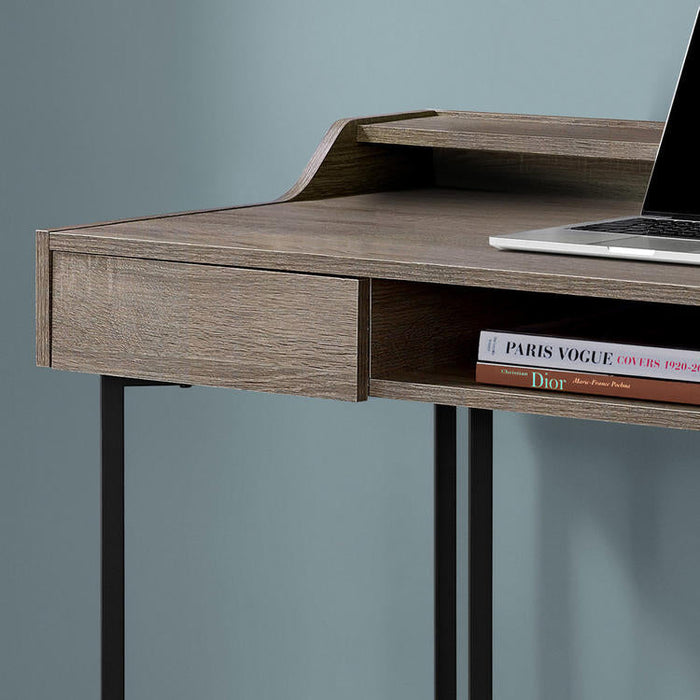 Monarch Specialties I 7360 | Meuble d'ordinateur - 48" - Avec tiroirs - Métal noir - Taupe foncé-Sonxplus Sorel