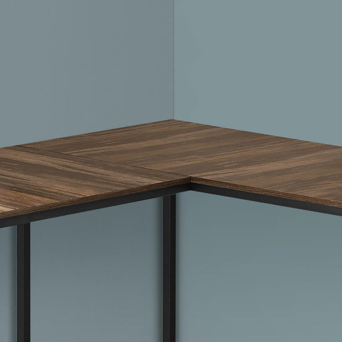Monarch Specialties I 7391 | Meuble d'ordinateur - 58" - En coin - Conception en L - Métal noir - Immitation bois brun-Sonxplus Sorel