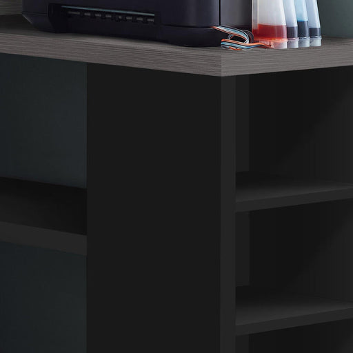 Monarch Specialties I 7419 | Meuble d'ordinateur - En coin - Conception en L - Orientation gauche ou droite - Avec tiroirs - Dessus gris - Noir-Sonxplus Sorel