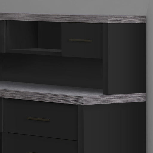 Monarch Specialties I 7430 | Meuble d'ordinateur - En coin - Conception en L - Orientation gauche ou droite - Avec tiroirs - Dessus gris - Noir-Sonxplus Sorel