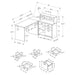 Monarch Specialties I 7430 | Meuble d'ordinateur - En coin - Conception en L - Orientation gauche ou droite - Avec tiroirs - Dessus gris - Noir-Sonxplus Sorel