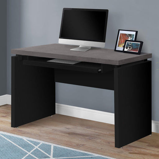 Monarch Specialties I 7439 | Meuble d'ordinateur - Compact - Grand plateau de clavier - Dessus gris - Noir-Sonxplus Sorel