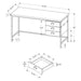 Monarch Specialties I 7485 | Meuble d'ordinateur - 55" - Spacieux dessus - 3 tiroirs - Base en Métal noir - Fini imitation de bois brun-Sonxplus Sorel