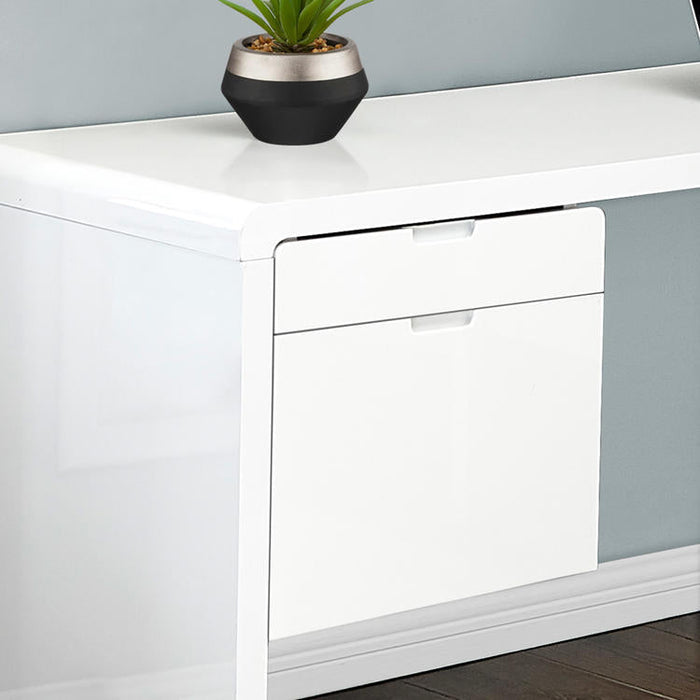 Monarch Specialties I 7582 | Meuble d'ordinateur - 70" - En coin - Conception en L - Configuration réversible - Avec tiroirs - Fini blanc lustré-Sonxplus Sorel