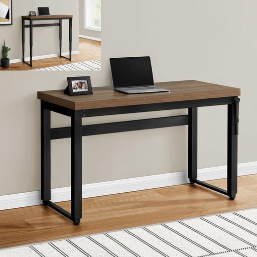 Monarch Specialties I 7675 | Meuble d'ordinateur - 48" - Hauteur ajustable - Style contemporain - Base en métal noir - Imitation bois noyer-Sonxplus Sorel
