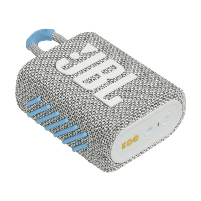 JBL Go 3 Eco | Mini Haut-parleur - Ultra-portable - Bluetooth - IP67 - Blanc-Sonxplus Sorel