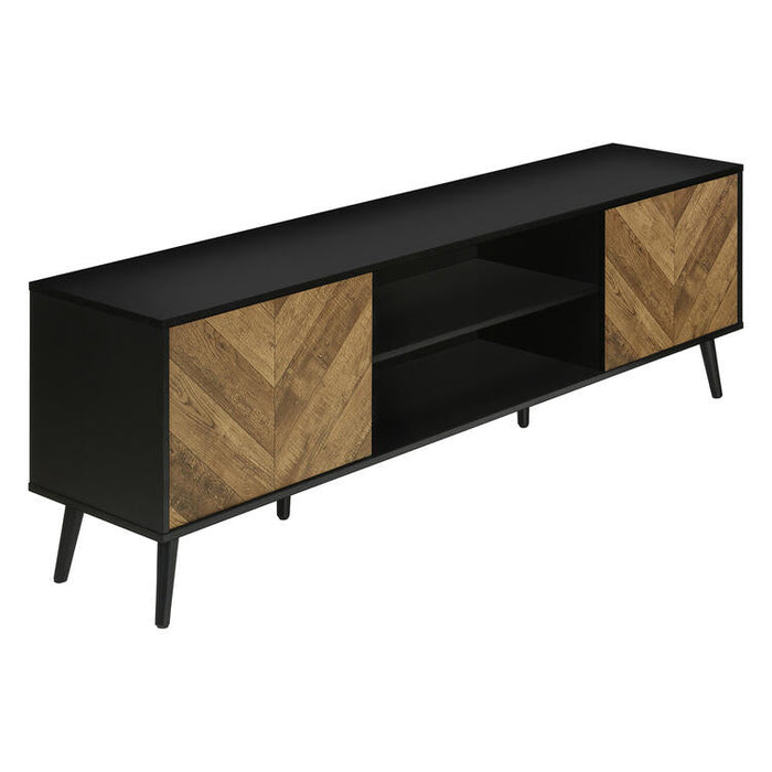 Monarch Specialties I 2781 | Meuble pour téléviseur 72'' - Base noir - Avec 2 portes simili-bois-Sonxplus Sorel