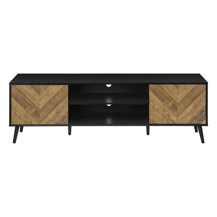 Monarch Specialties I 2781 | Meuble pour téléviseur 72'' - Base noir - Avec 2 portes simili-bois-Sonxplus Sorel