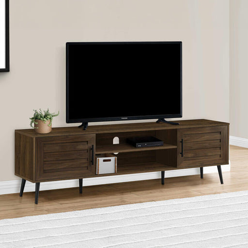 Monarch Specialties I 2717 | Meuble pour téléviseur 72'' - Simili-bois brun - Avec 2 portes-Sonxplus Sorel
