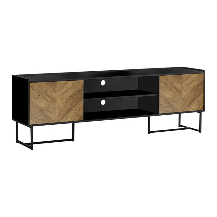 Monarch Specialties I 2752 | Meuble pour téléviseur 72'' - Base de métal noir - Avec 2 portes simili-bois-Sonxplus Sorel