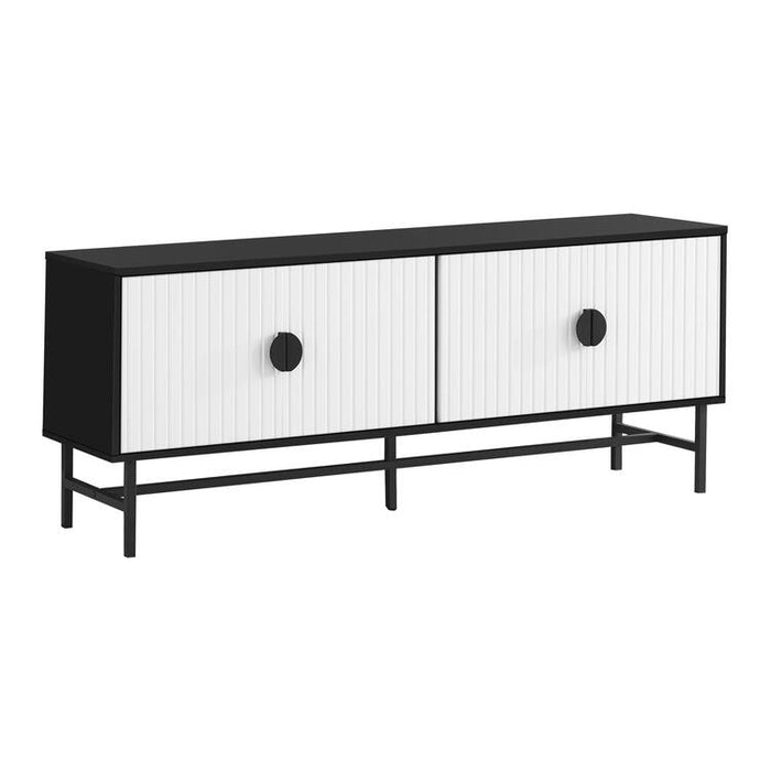 Monarch Specialties I 2732 | Meuble pour téléviseur 60'' - Base de métal noir - 2 portes blanches-Sonxplus Sorel