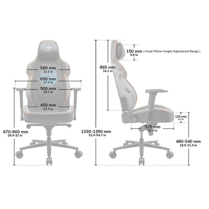 Cougar NxSys Aero | Chaise de jeu - Ventilateur de 200mm intégré - Siège baquet festonné - Noir-Sonxplus Sorel