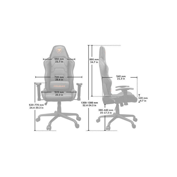 Cougar Armor Air | Chaise de jeu - Dossier haut à 2 options - Accoudoir réglable 2D - Orange-Sonxplus Sorel
