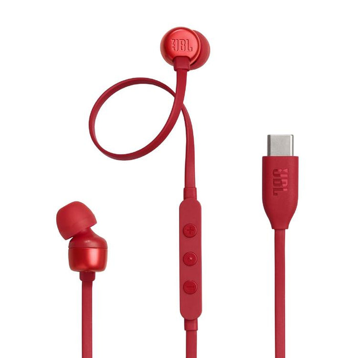 JBL Tune 310C | Écouteurs intra-auriculaires - Filaire - USB-C - Télécommande 3 boutons - Rouge-Sonxplus Sorel