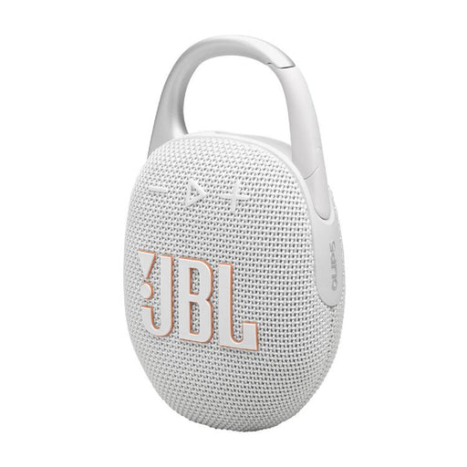 JBL Clip 5 | Haut-parleur à mousqueton portable - Bluetooth - IP67 - Blanc-Sonxplus Sorel