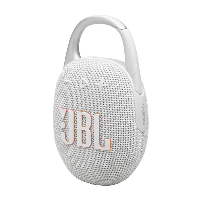 JBL Clip 5 | Haut-parleur à mousqueton portable - Bluetooth - IP67 - Blanc-Sonxplus Sorel