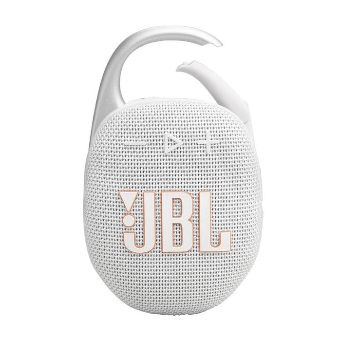 JBL Clip 5 | Haut-parleur à mousqueton portable - Bluetooth - IP67 - Blanc-Sonxplus Sorel