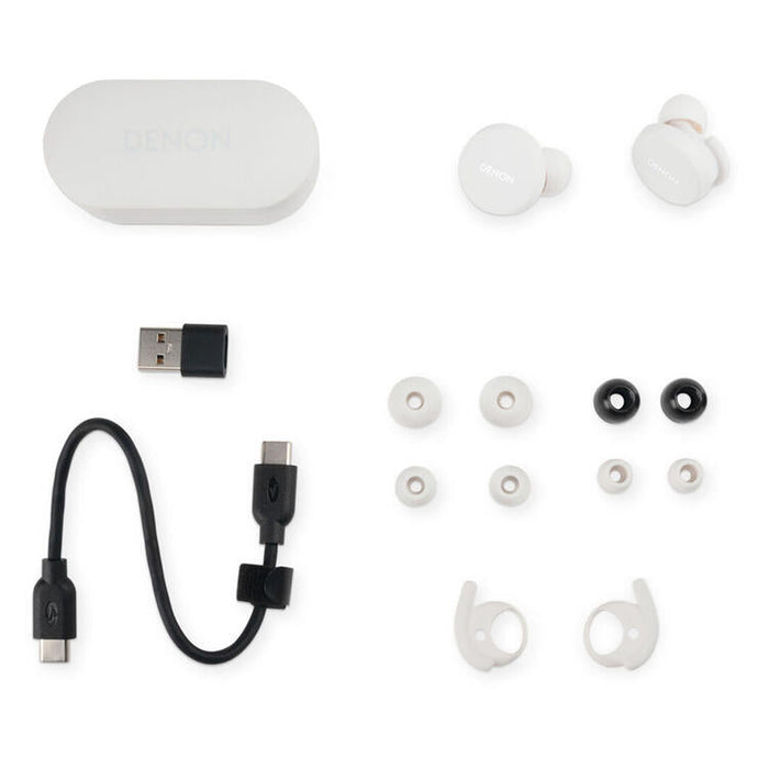 Denon PERL | Écouteurs intra-auriculaires - Sans fil - Bluetooth - Technologie Masimo Adaptive Acoustic - Blanc-Sonxplus Sorel