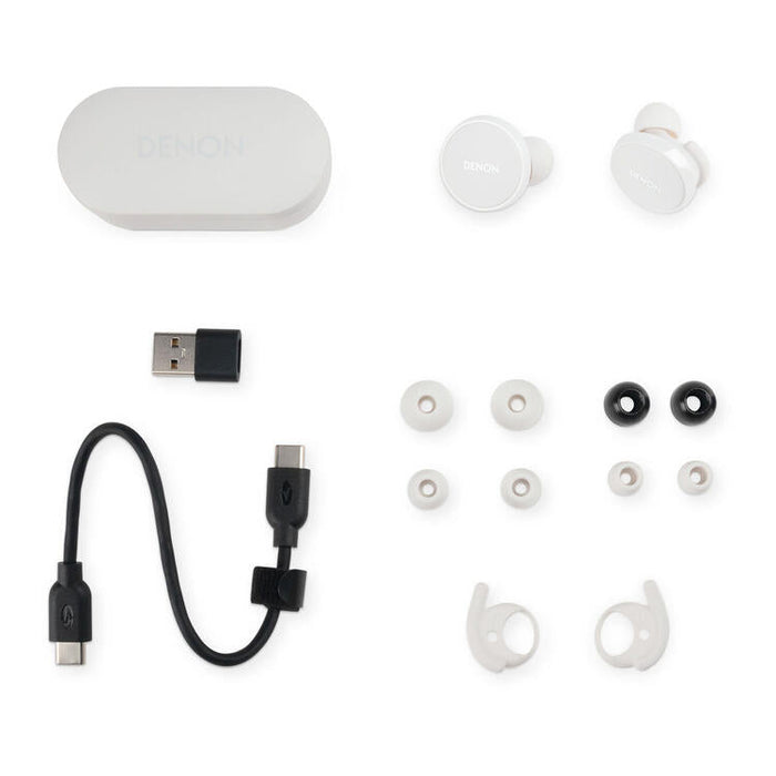 Denon PERL PRO | Écouteurs intra-auriculaires - Sans fil - Bluetooth - Technologie Masimo Adaptive Acoustic - Blanc-Sonxplus Sorel