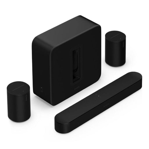 Sonos | Ensemble immersif haut de gamme avec Beam + Sub 4 + 2 Era 100 - Sans fil - Wi-Fi - Noir-Sonxplus Sorel