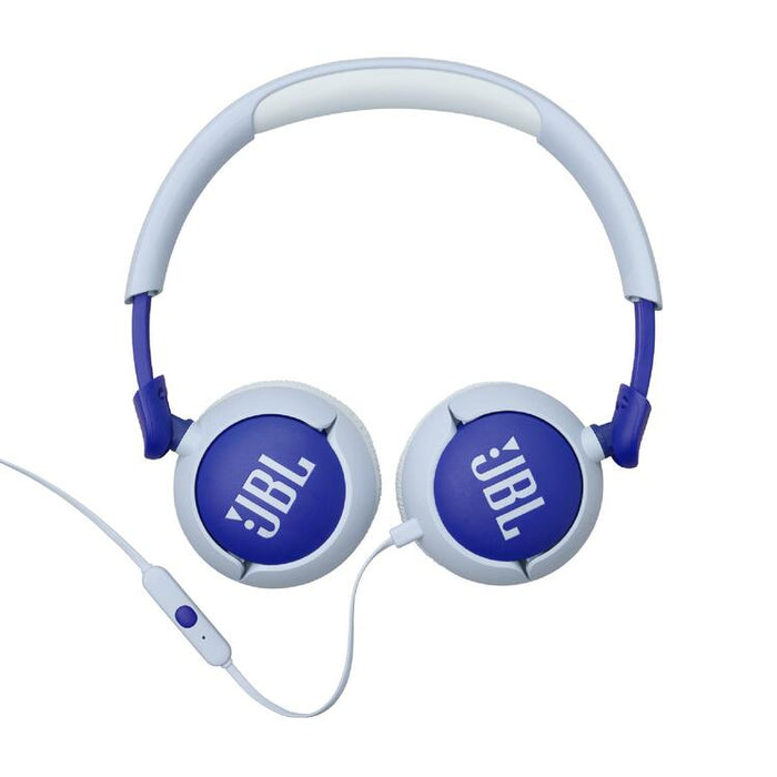 JBL JR320 | Écouteurs filaires circum-auriculaires pour enfant - JBL Safe Sound - Microphone - Bleu | Sonxplus Sorel