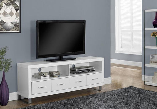 Monarch Specialties I2518 | Meuble TV - 60" - 4 Tiroirs - Blanc-Sonxplus Sorel