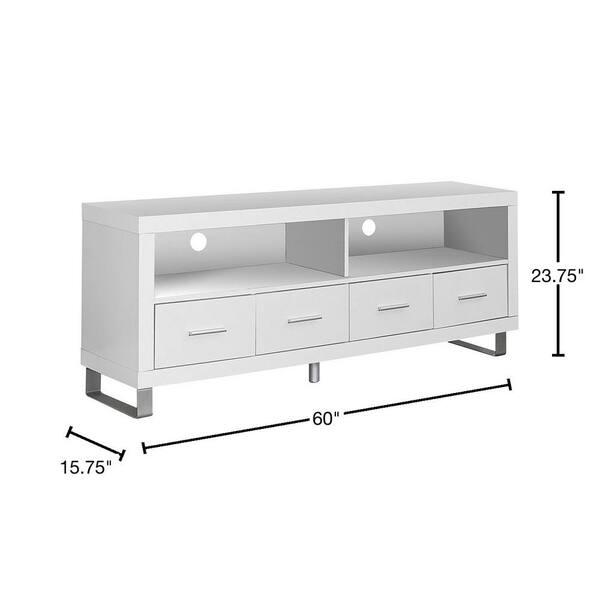 Monarch Specialties I2518 | Meuble TV - 60" - 4 Tiroirs - Blanc-Sonxplus Sorel